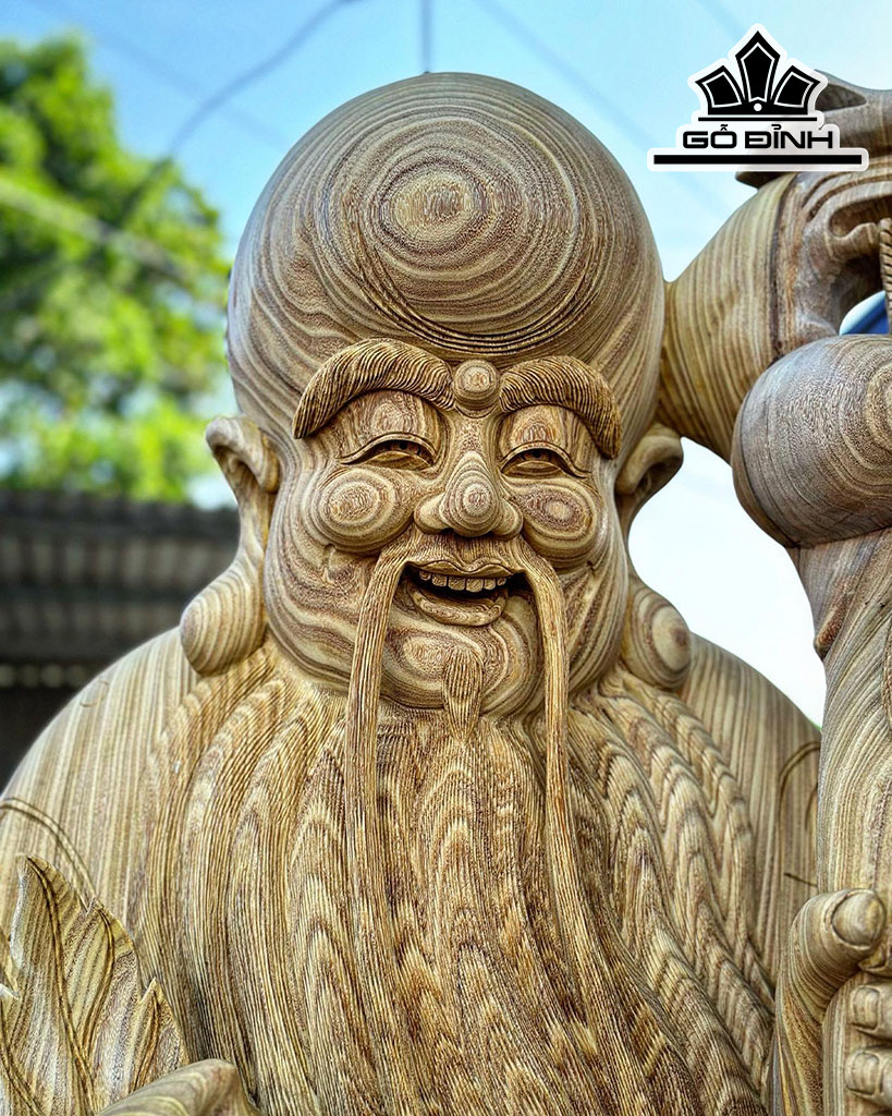 Tượng Phúc Lộc Thọ (Tam Đa) Gỗ Cẩm Vàng Cao 180 Ngang 68 Sâu 65 (cm)