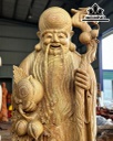 Tượng Phúc Lộc Thọ (Tam Đa) Gỗ Cẩm Vàng Cao 200 Ngang 68 Sâu 65 (cm)