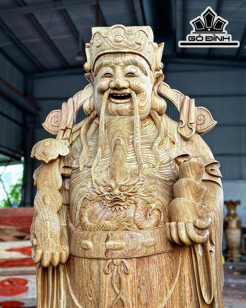 Tượng Phúc Lộc Thọ (Tam Đa) Gỗ Cẩm Vàng Cao 200 Ngang 68 Sâu 65 (cm)