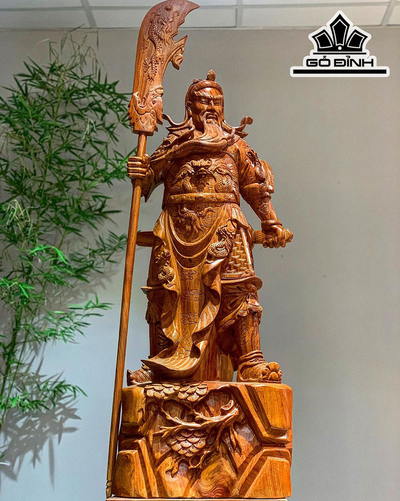 Tượng Quan Công Gỗ Hương Ngang 100 Cao 36 Sâu 24 (cm)