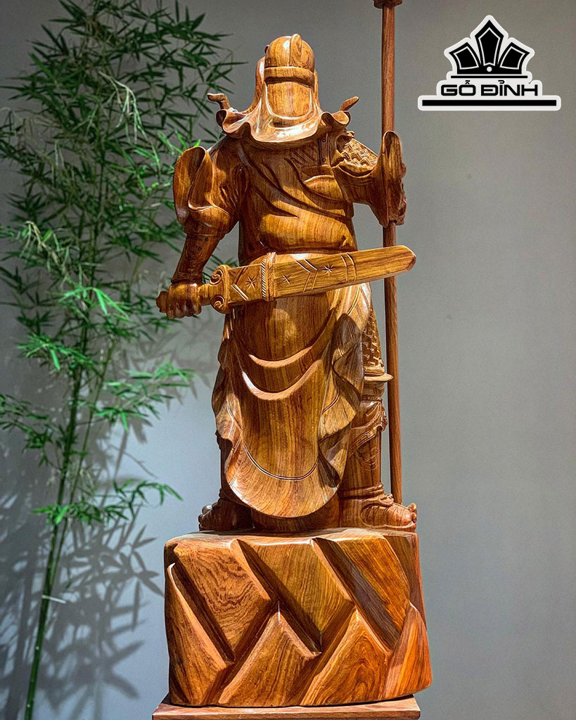 Tượng Quan Công Gỗ Hương Ngang 100 Cao 36 Sâu 24 (cm)