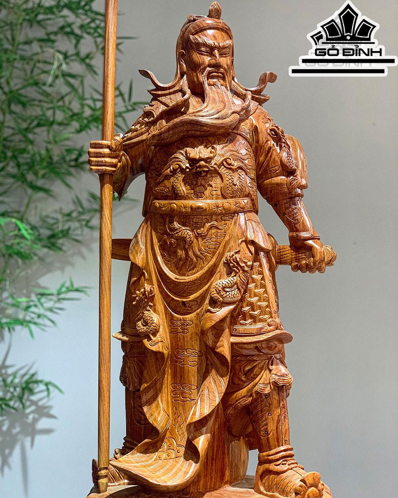 Tượng Quan Công Gỗ Hương Ngang 100 Cao 36 Sâu 24 (cm)