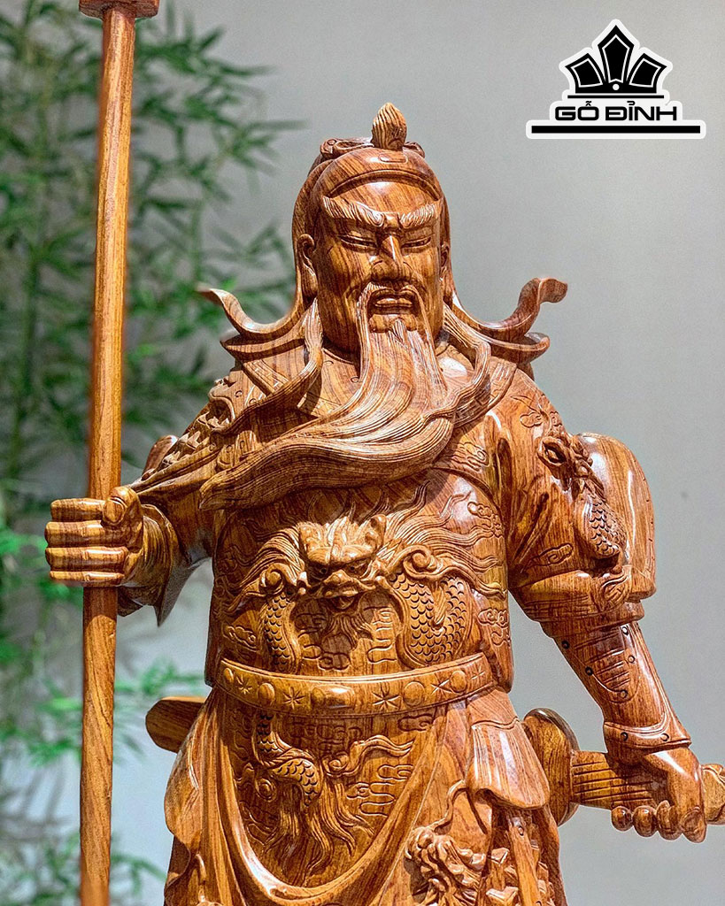 Tượng Quan Công Gỗ Hương Ngang 100 Cao 36 Sâu 24 (cm)