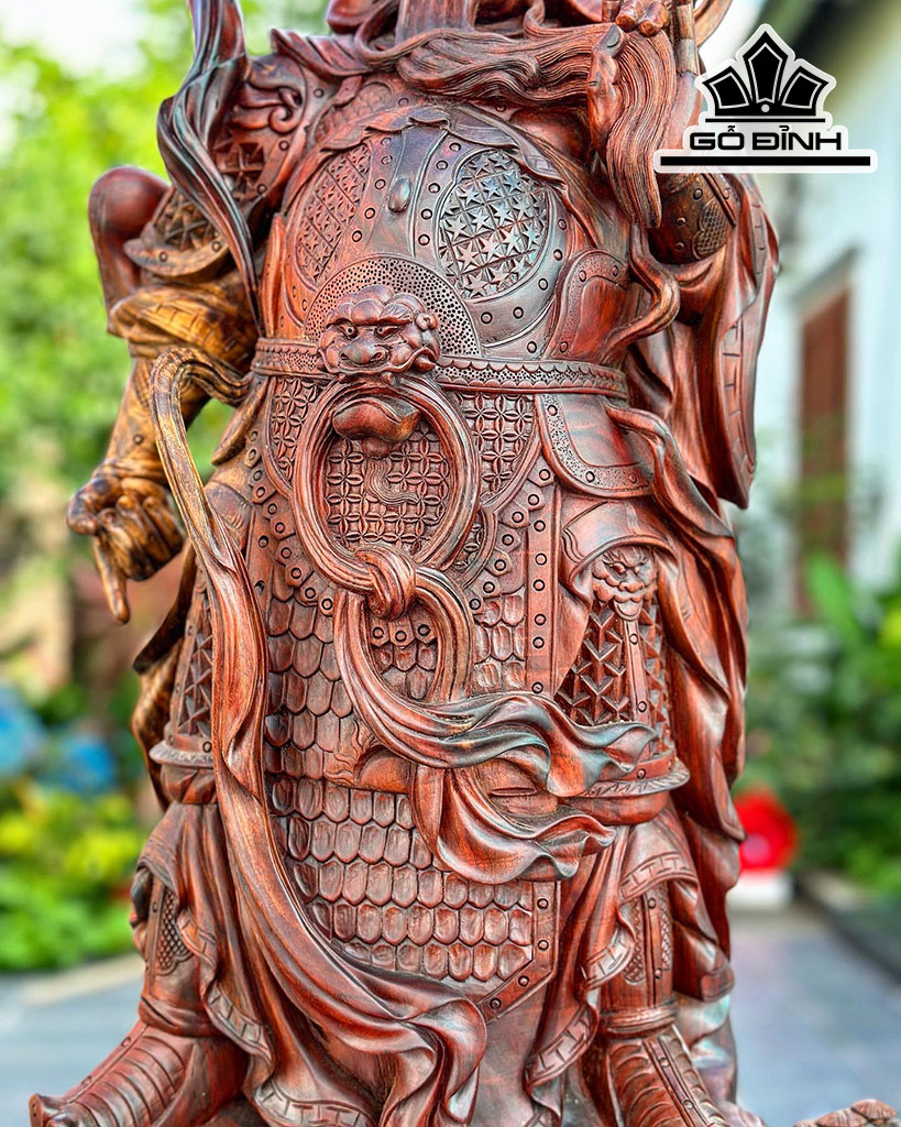 Tượng Quan Công Gỗ Trắc Cao 87 Ngang 53 Sâu 42 (cm)