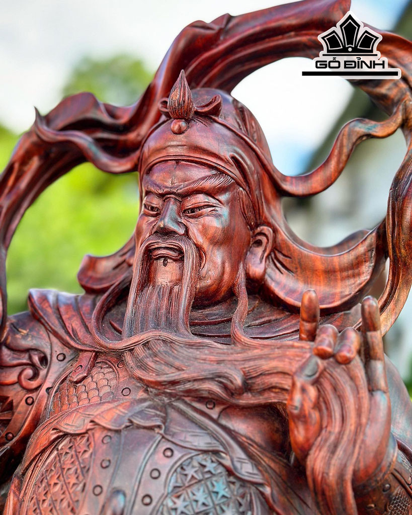 Tượng Quan Công Gỗ Trắc Cao 87 Ngang 53 Sâu 42 (cm)