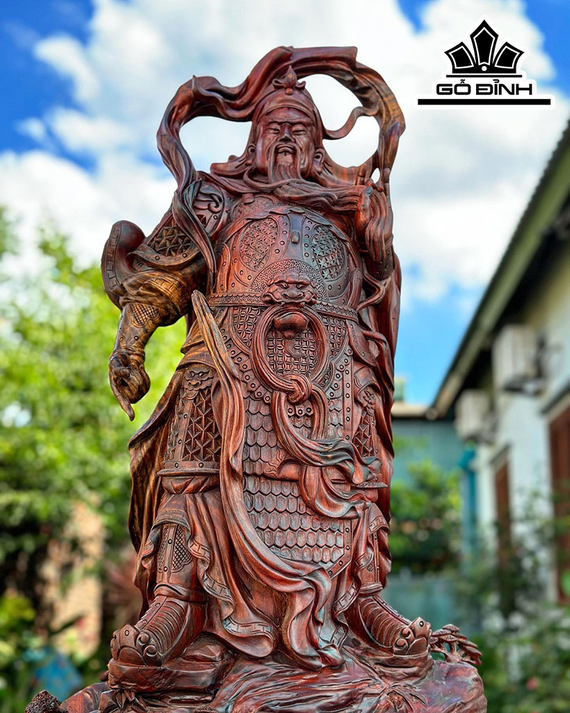 Tượng Quan Công Gỗ Trắc Cao 87 Ngang 53 Sâu 42 (cm)
