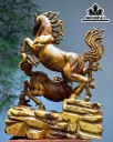 Tượng Song Mã Uyên Ương Gỗ Hương Cao 51 Ngang 37 Sâu 19 (cm)