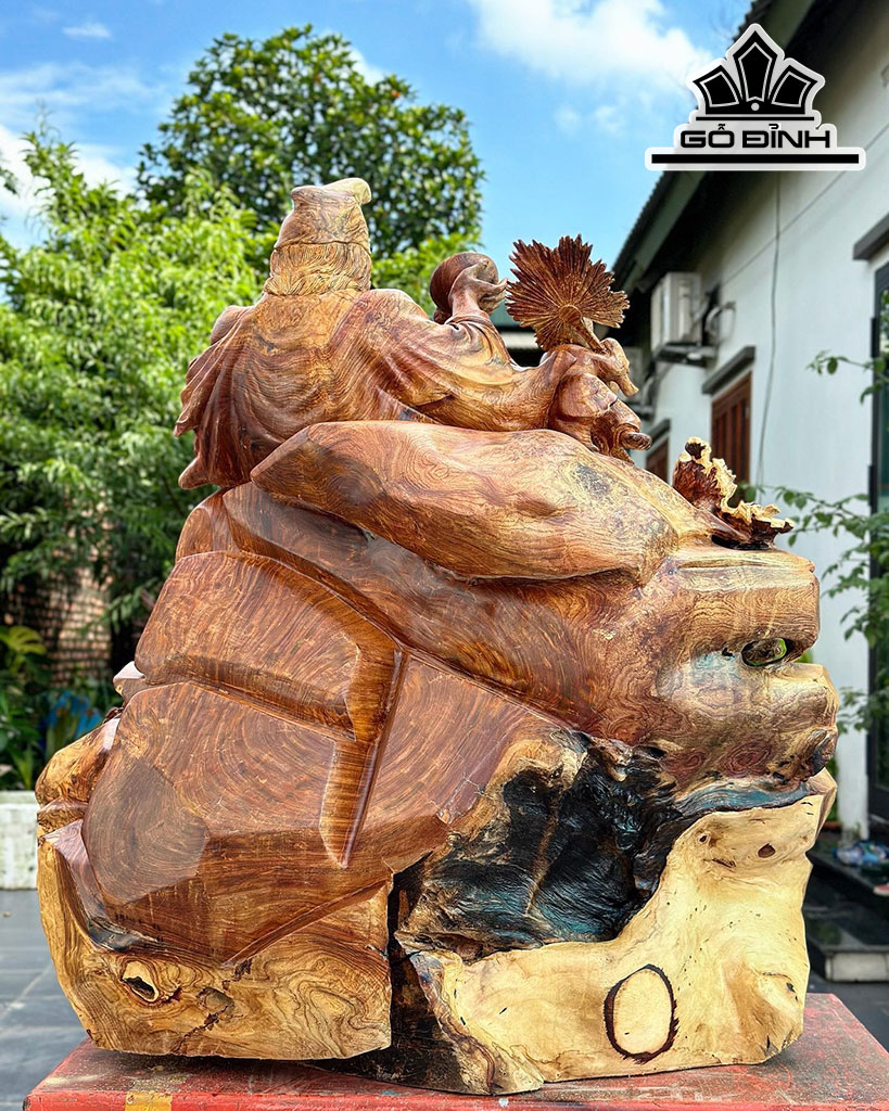 Tượng Tế Công Gỗ Nu Hương Cao 92 Ngang 80 Sâu 58 (cm)