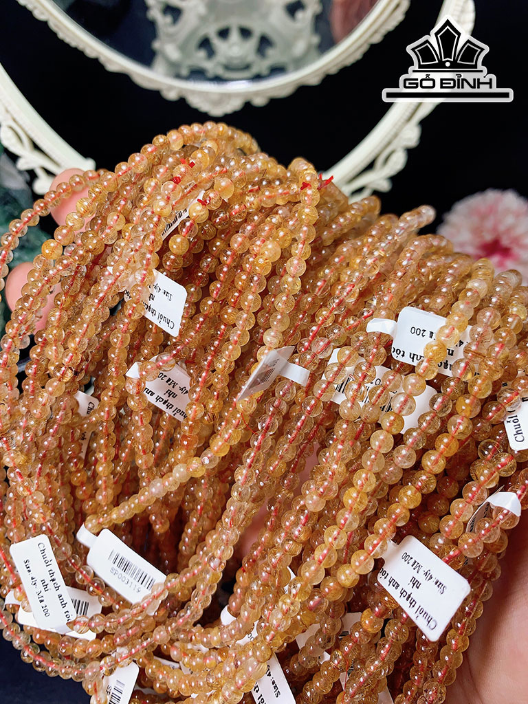 Chuỗi Đá Thạch Anh Vàng Đường Kính Hạt 4 (mm)