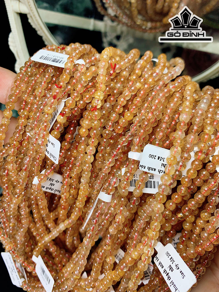 Chuỗi Đá Thạch Anh Vàng Đường Kính Hạt 4 (mm)