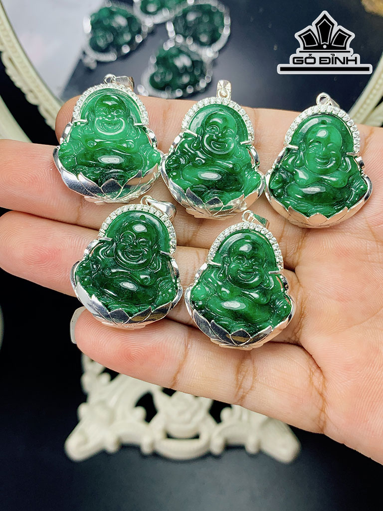 Mặt Dây Chuyền Di Lặc Đá Cẩm Thạch (Jadeite) Cao 2,25 Ngang 2,46 (mm)