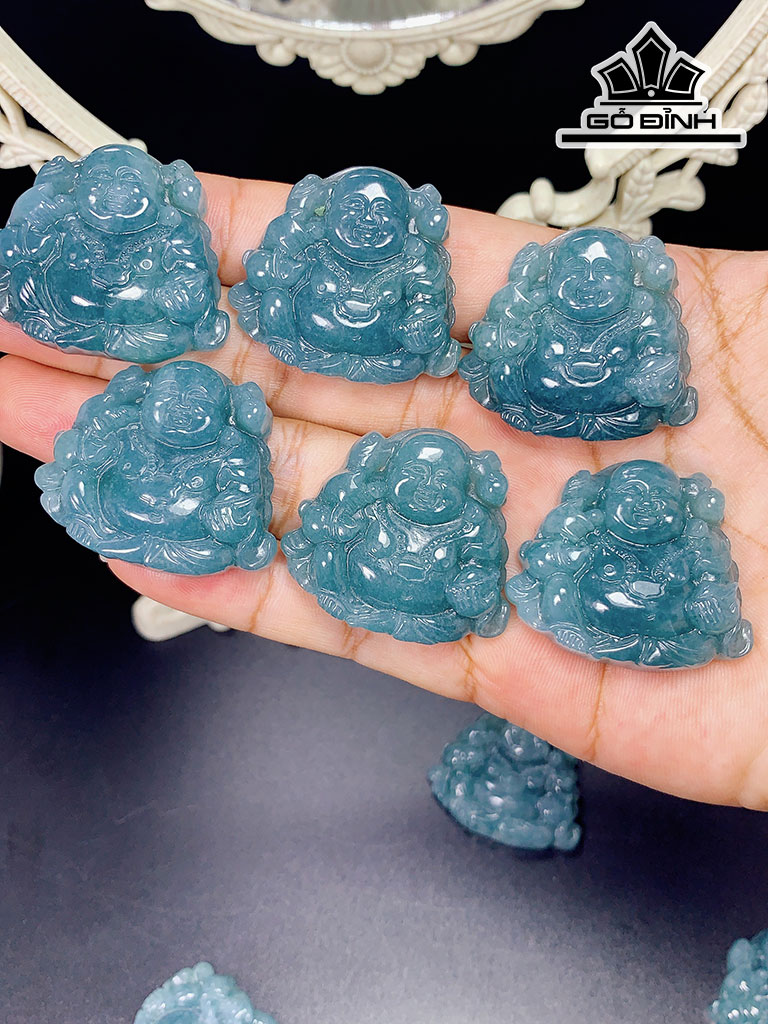 Mặt Dây Chuyền Di Lặc Đá Ngọc Lam (Turquoise) Cao 32,6 Ngang 36,6 (mm)