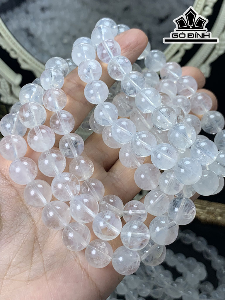 Vòng Tay Đá Thạch Anh Tóc Trắng Đường Kính Hạt 7,5-10,5 (mm)
