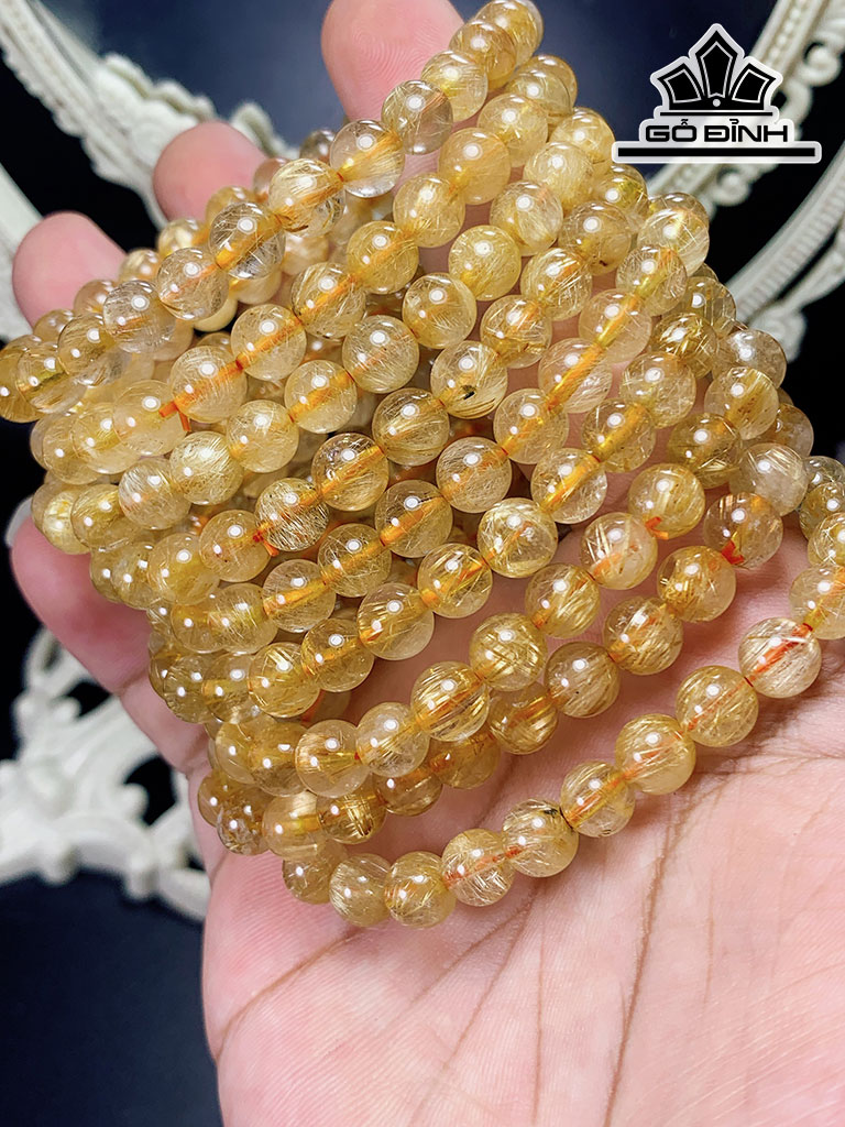 Vòng Tay Đá Thạch Anh Tóc Vàng Đường Kính Hạt 7 (mm)