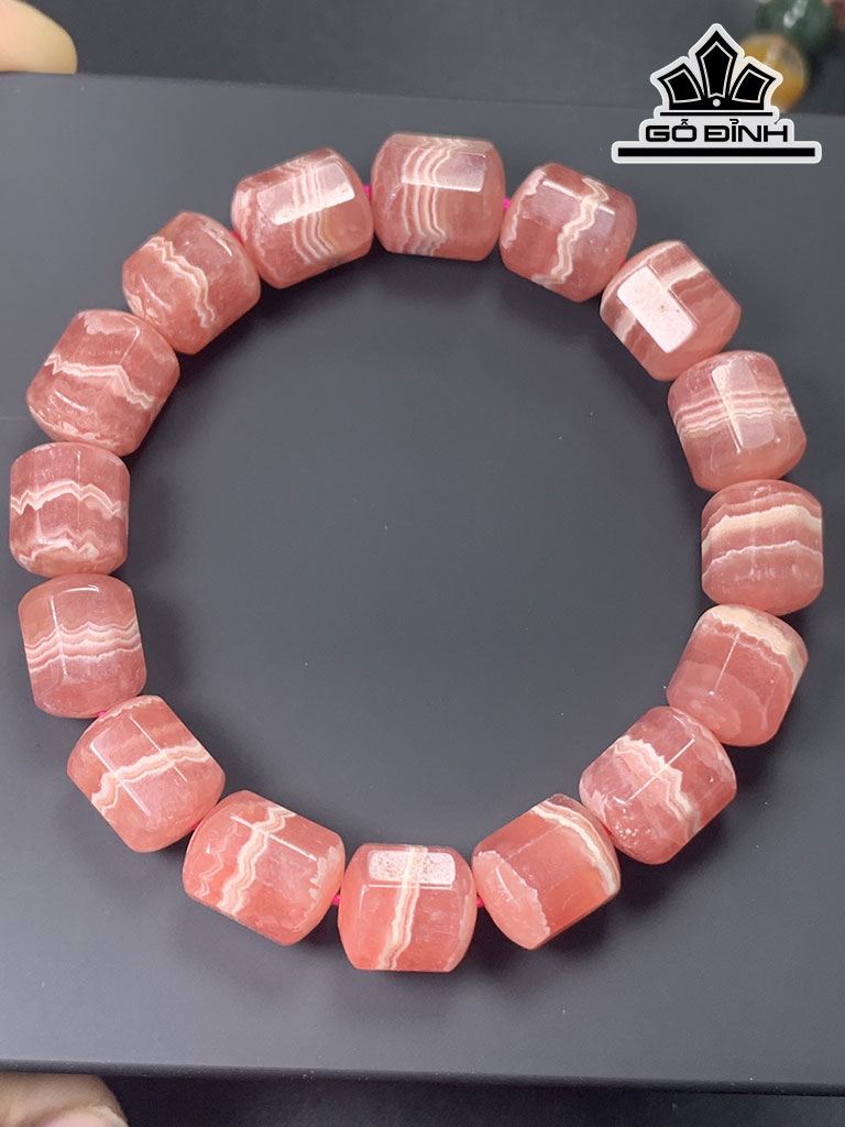 Vòng Tay Lu Thống Đá Đào Hoa Đường Kính Hạt 10,5 (mm)