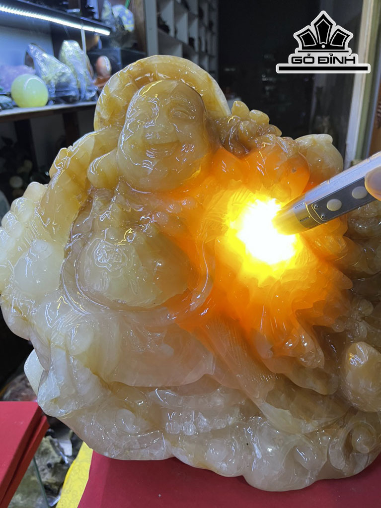 Tượng Di Lặc Đá Canxit Cao 39 Ngang 37 (cm) 33kg