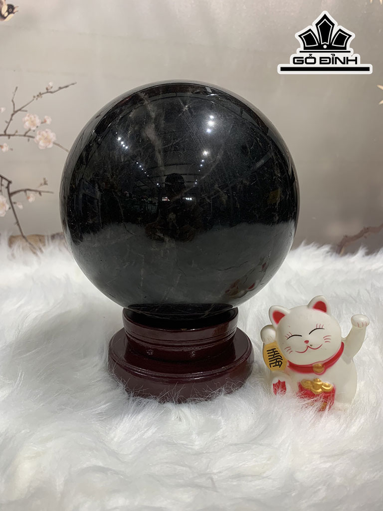 Bi Cầu Đá Thạch Anh Đen Đường Kính 13,8 (cm) 3.9kg