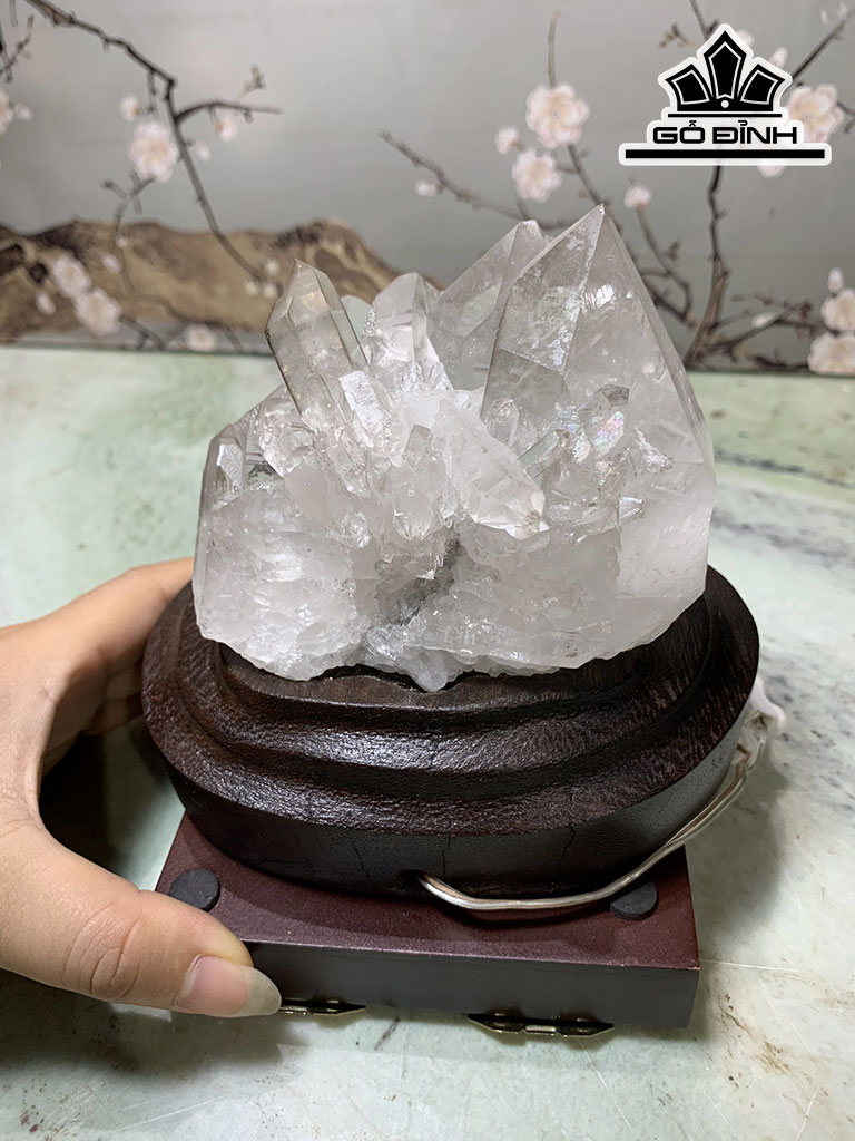 Tinh Thể Đá Thạch Anh Trắng Cao 13 Ngang 10 Sâu 12 (cm) 1kg