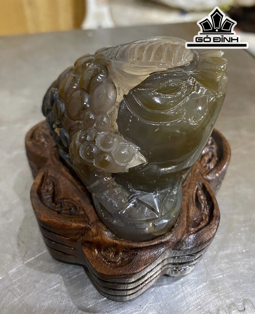 Tác Phẩm Thiềm Thừ Đá Mã Não Cao 8 Ngang 8 Sâu 8 (cm) 500gr