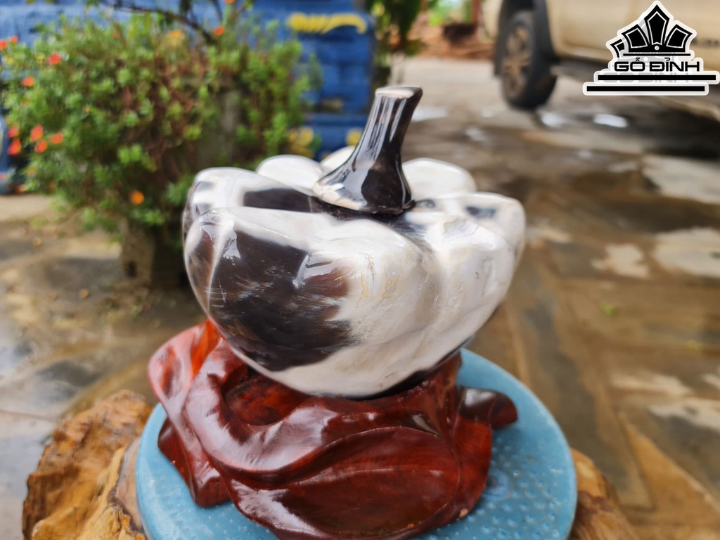 Tác Phẩm Bí Ngô Gỗ Hóa Ngọc Cao 20 Ngang 15 (cm) 5kgLoại Gỗ