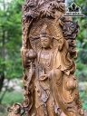 Tượng Phật Bà Quan Âm Gỗ Bách Xanh Cao 90 Ngang 47 Sâu 28 (cm)