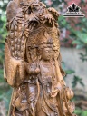 Tượng Phật Bà Quan Âm Gỗ Bách Xanh Cao 90 Ngang 47 Sâu 28 (cm)