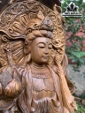 Tượng Phật Bà Quan Âm Gỗ Bách Xanh Cao 90 Ngang 47 Sâu 28 (cm)