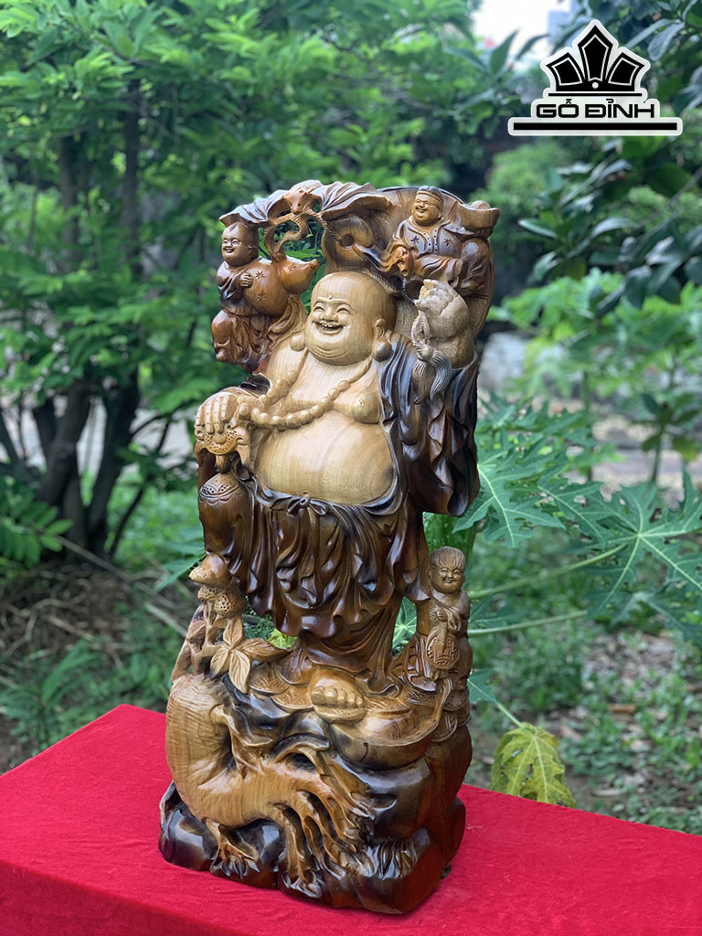 Tượng Phật Di Lặc Gỗ Xá Xị Cao 82 Ngang 36 Sâu 20 (cm)