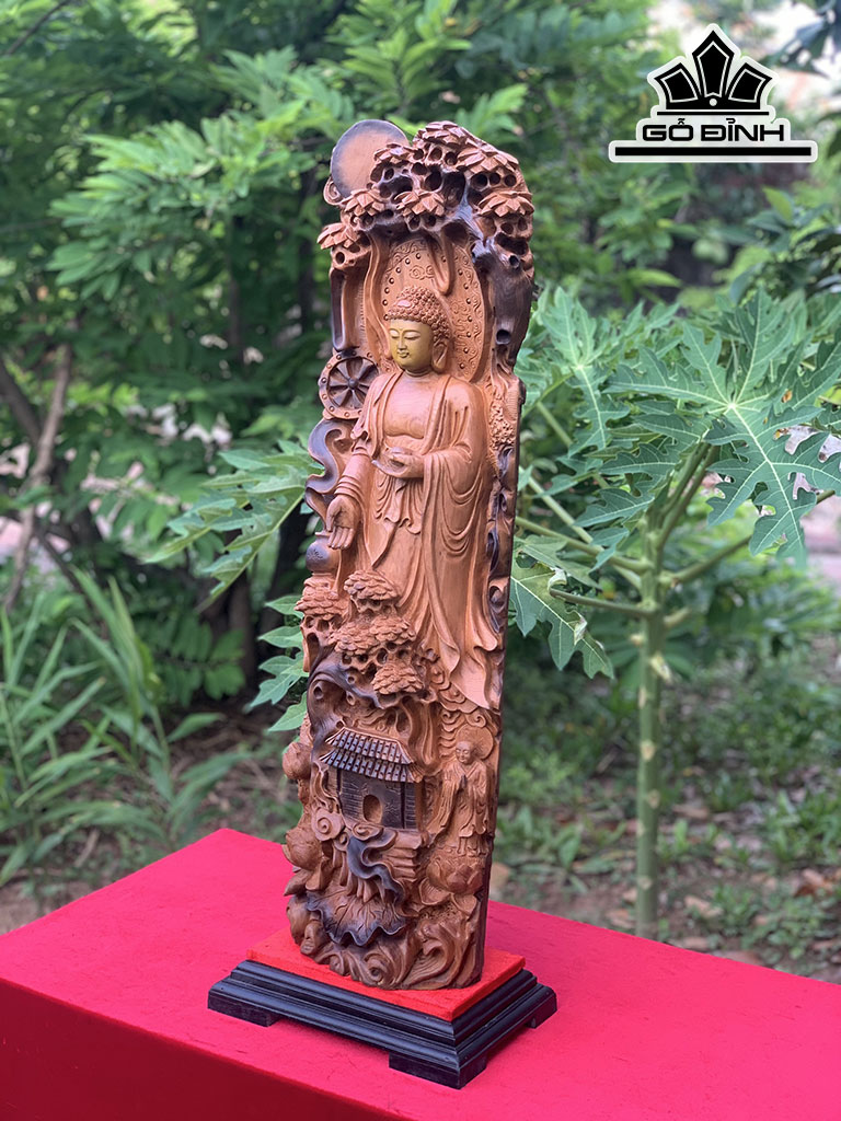 Tượng Phật Tổ Gỗ Bách Xanh Cao 82 Ngang 26 Sâu 14 (cm)