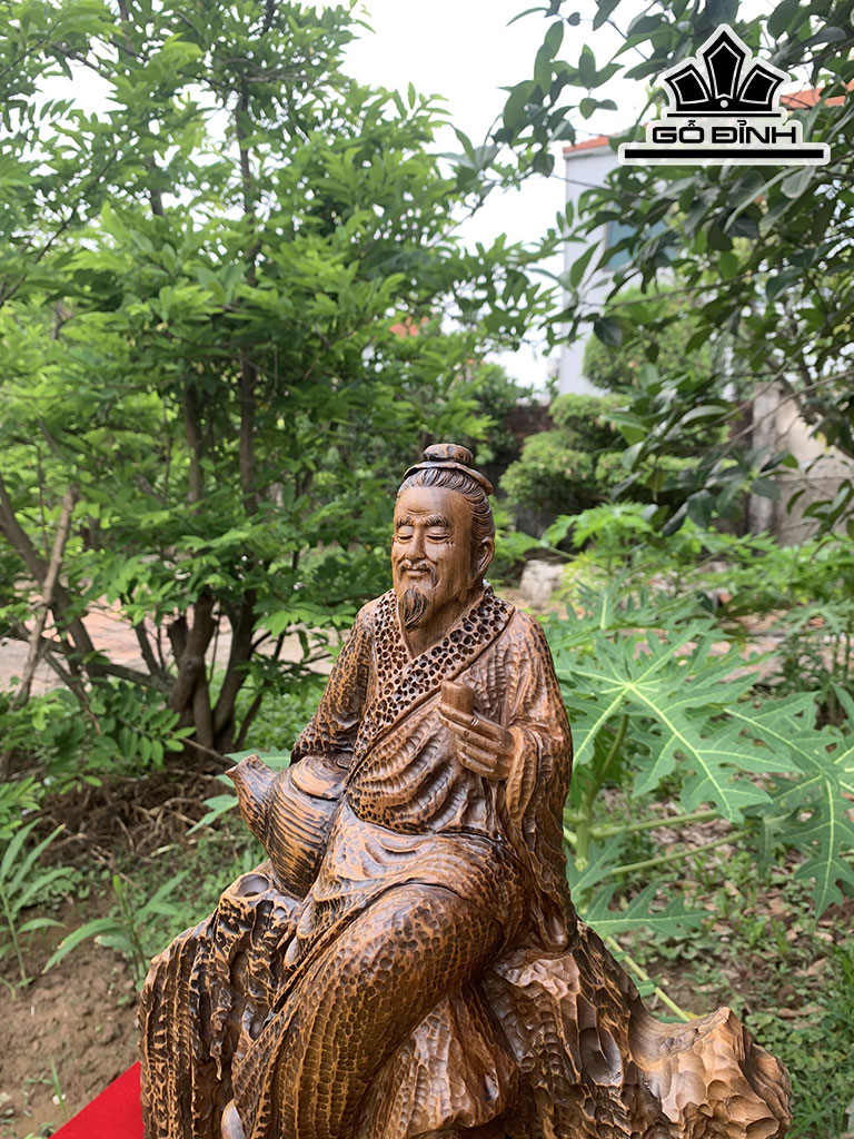 Tượng Thần Trà Gỗ Bách Xanh Cao 55 Ngang 36 Sâu 16 (cm)