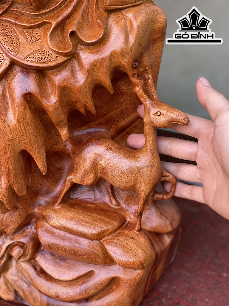 Tượng Phúc Lộc Thọ (Tam Đa) Gỗ Hương Cao 95 Ngang 55 Sâu 25 (cm)