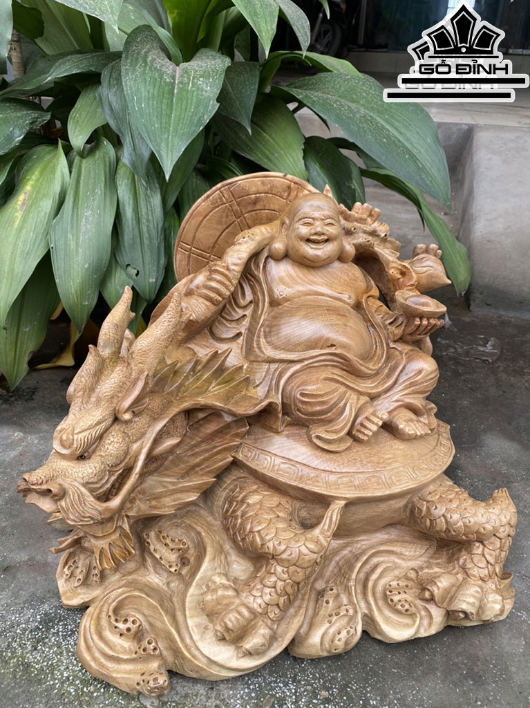 Tượng Di Lặc Gỗ Xá Xị Cao 36 Ngang 45 Sâu 32 (cm)