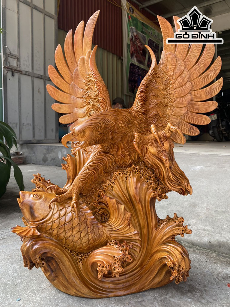 Tượng Đại Bàng Gỗ Hương Cao 74 Ngang 50 Sâu 28 (cm)
