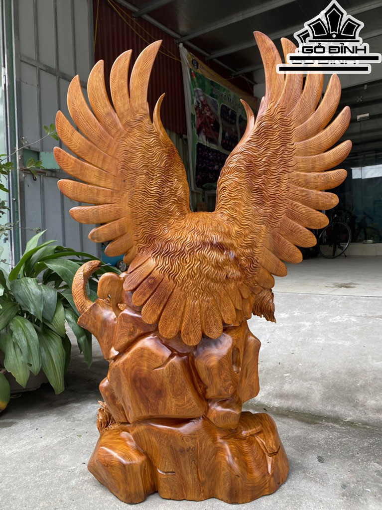 Tượng Đại Bàng Gỗ Hương Cao 103 Ngang 66 Sâu 28 (cm)