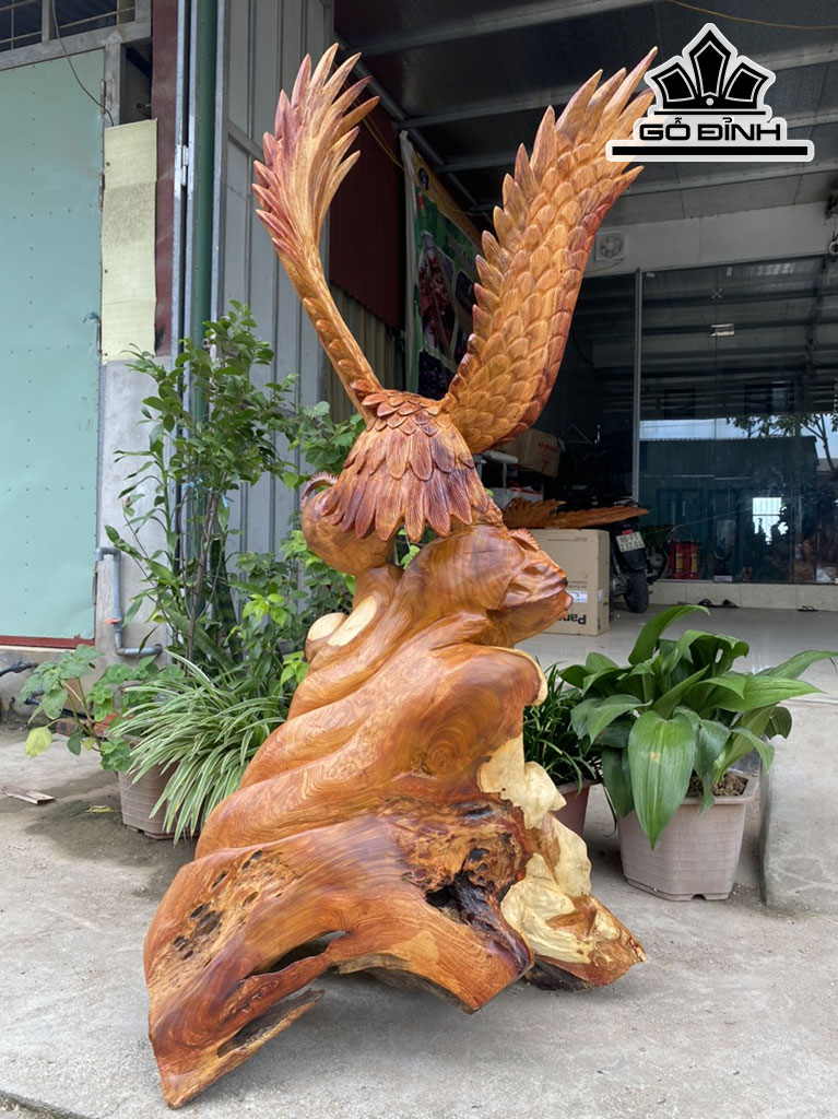 Tượng Đại Bàng Gỗ Hương Cao 148 Ngang 72 Sâu 48 (cm)