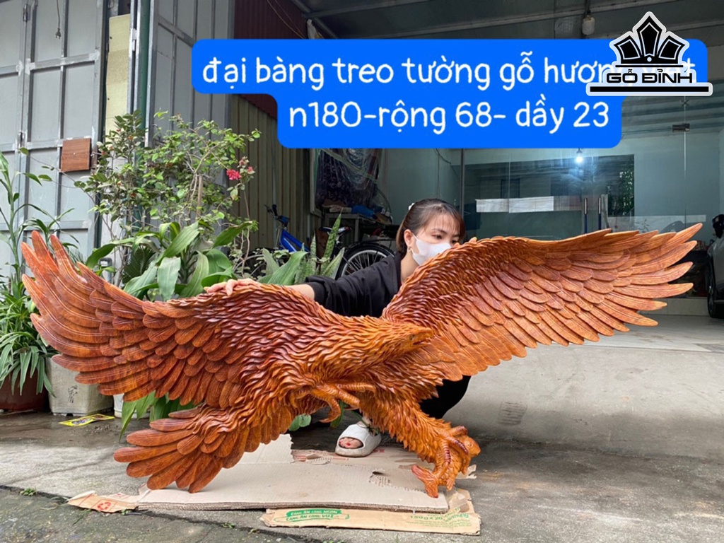 Tượng Đại Bàng Gỗ Hương Ngang 180 Rộng 68 Dày 23 (cm)