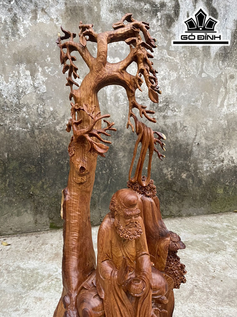 Tượng Đạt Ma Sư Tổ Gỗ Hương Cao 75 Ngang 29 Sâu 30 (cm)