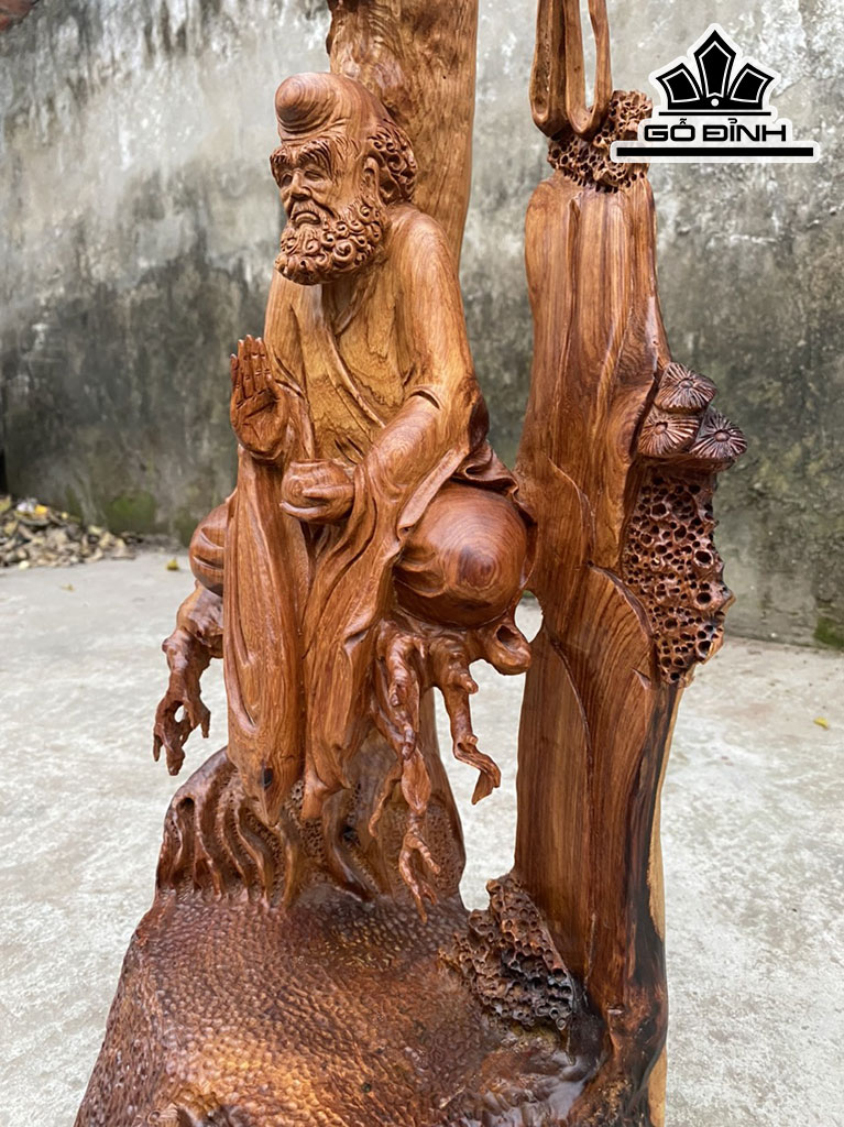 Tượng Đạt Ma Sư Tổ Gỗ Hương Cao 75 Ngang 29 Sâu 30 (cm)