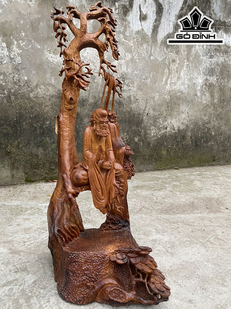 Tượng Đạt Ma Sư Tổ Gỗ Hương Cao 75 Ngang 29 Sâu 30 (cm)