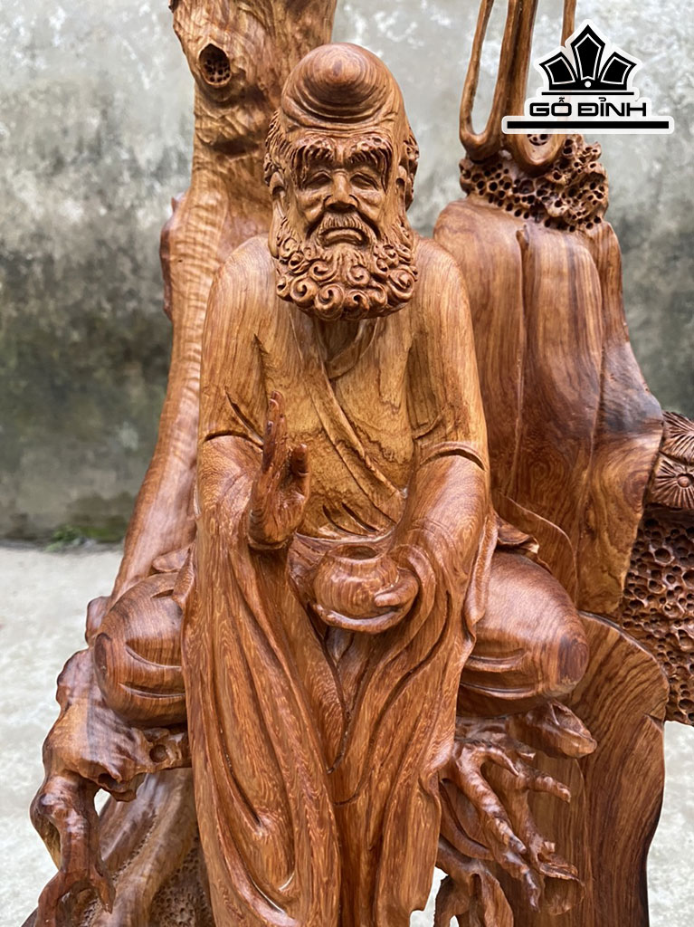 Tượng Đạt Ma Sư Tổ Gỗ Hương Cao 75 Ngang 29 Sâu 30 (cm)