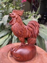 Tượng Gà Trống Gỗ Hương Cao 22 Ngang 13 Sâu 10 (cm)