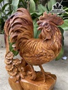 Tượng Gà Trống Gỗ Hương Cao 45 Ngang 28 Sâu 12 (cm)