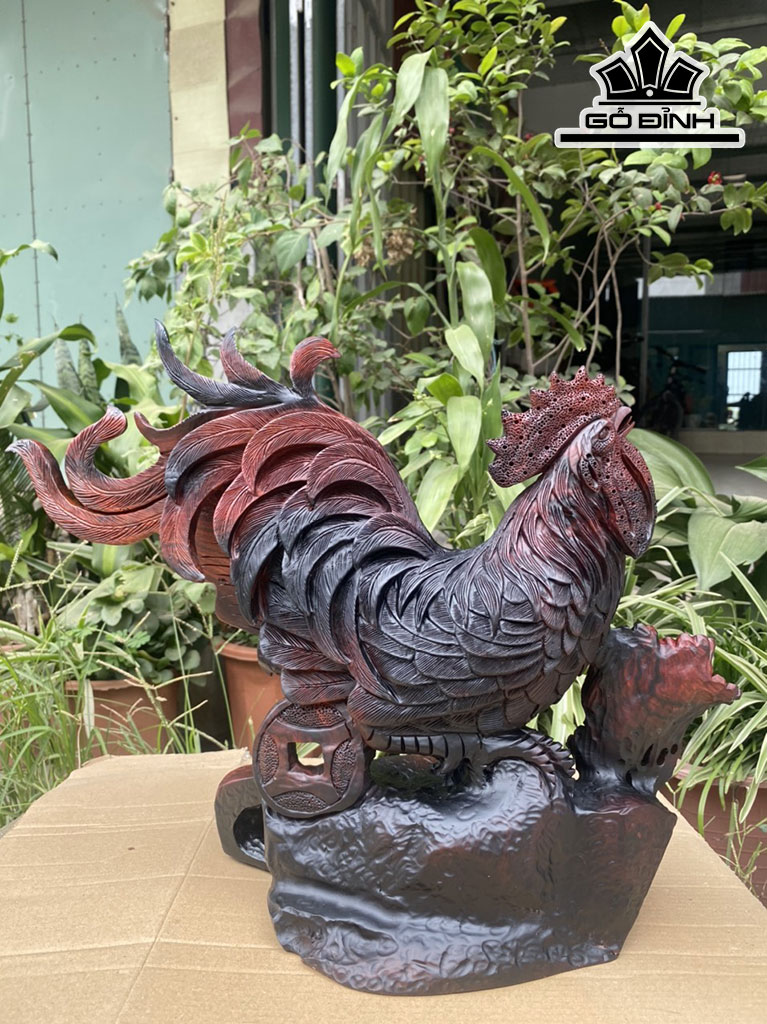 Tượng Gà Trống Gỗ Trắc Cao 35 Ngang 48 Sâu 20 (cm)