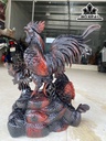 Tượng Gia Đình Gà Gỗ Trắc Cao 48 Ngang 40 Sâu 23 (cm)