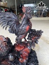 Tượng Gia Đình Gà Gỗ Trắc Cao 48 Ngang 40 Sâu 23 (cm)