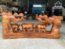 Tượng Gia Đình Trâu Gỗ Ngọc Am Cao 40 Ngang 97 Sâu 26 (cm)