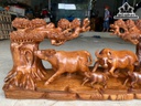 Tượng Gia Đình Trâu Gỗ Ngọc Am Cao 40 Ngang 97 Sâu 26 (cm)