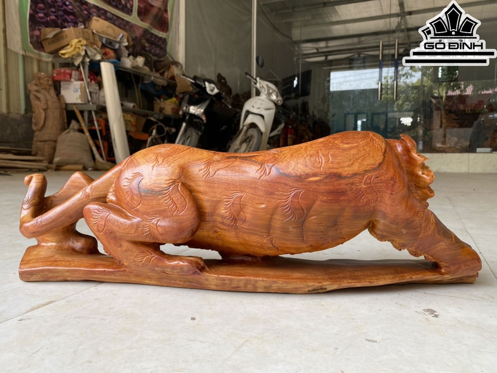 Tượng Hổ Phong Thủy Gỗ Hương Cao 20 Ngang 66 Sâu 16 (cm)