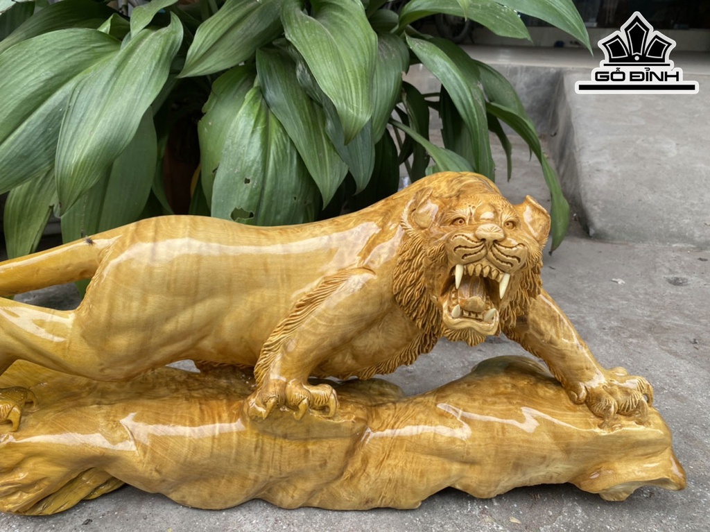 Tượng Hổ Phong Thủy Gỗ Nu Kháo Cao 25 Ngang 68 Sâu 20 (cm)