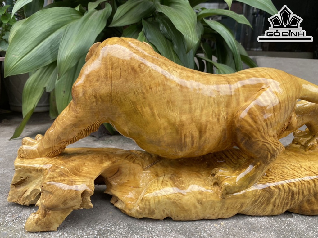 Tượng Hổ Phong Thủy Gỗ Nu Kháo Cao 25 Ngang 68 Sâu 20 (cm)